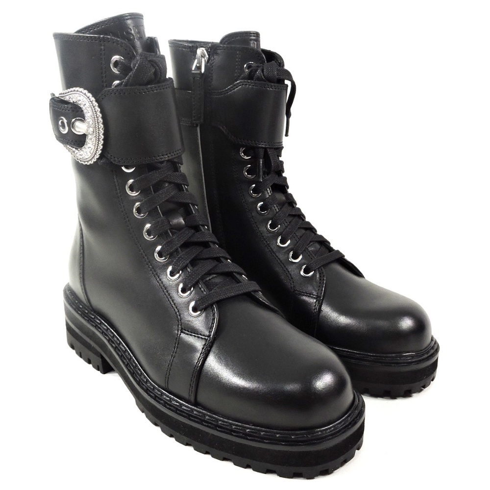 TWINSET 🇮🇹 WOMEN'S BLACK LEATHER COMFORT WINTER  BOOTS - Picture 2 of 6